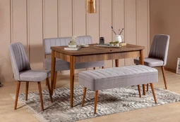 Valgomojo komplektas Kalune Design Vina 0701, pilkas/riešuto kaina