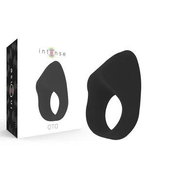 INTENSE OTO Black Silicone Rechargeable Stimulation Ring, 20 Modes, Waterproof