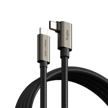 Juodas USB-C - USB-C PD240W 200cm laidas "Ringke USB 3.2 Gen 2X2 90 Degree"