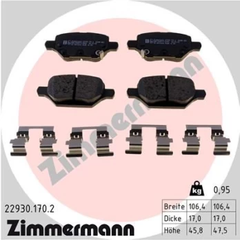 Stabdžių trinkelių rinkinys, diskinis stabdys ZIMMERMANN 22930.170.2