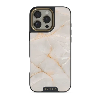 Vanilla Sand - Marble iPhone 16 Pro Case, Elite Dark (MagSafe) / Gold