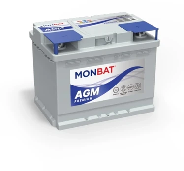 Akumuliatorius AGM MONBAT 12 V, 60 Ah, 640 A, pliusas dešinėje