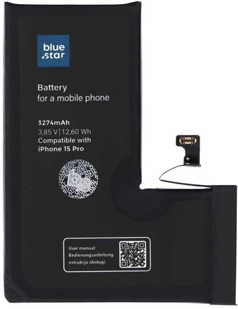 Mėlynas STAR HQ battery for IPHONE 15 Pro 3274 mAh