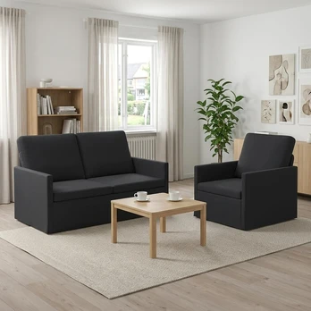 Sofa Sofos komplektas 2 vnt. Juoda Aksomas