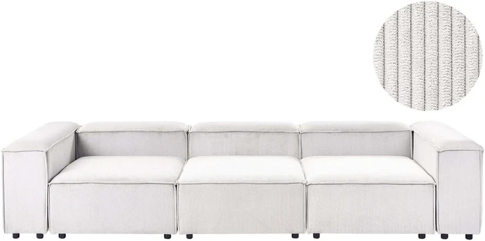 Beliani Modulinė sofa 3 asmenims ARDAL, kreminė balta, velvetas