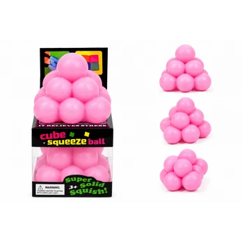 Antistresinis squishy kubas, minkštas cube žaislas - rožinis