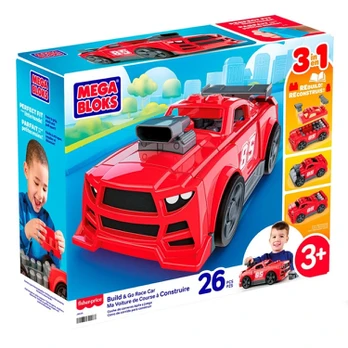 Mattel Mega Bloks komplektas klocków 3w1 Samochód Wyścigowy 26 dalys