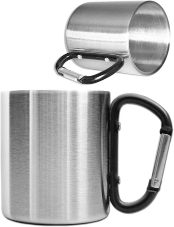 Nerūdijančio plieno stovyklavimo puodelis su karabinu, 250ml