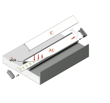 LED juostos profilis GLOW12 UP A1C, baltas, 2m