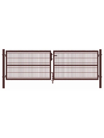 Vartai segmentiniu užpildu, 400 cm x 123 cm, ruda