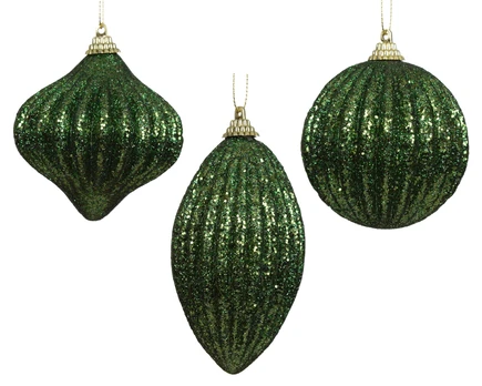 Kalėdinis eglės žaisliukas BAUBLE, t.žalios sp., 3 rūšių, 8 cm, 1 vnt