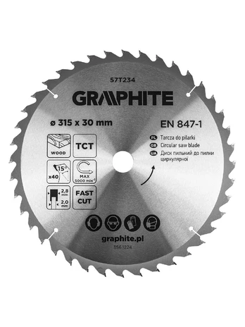 Graphite Diskinio pjūklo diskas, Widia, 315 x 30 mm, 40 dantų