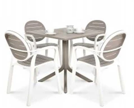 Lauko baldų komplektas PALMA/CLIP 4+1, Bianco Tortora
