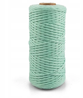 Macrame Medvilninis makramės siūlas 3mm 100m, mėtų žalias