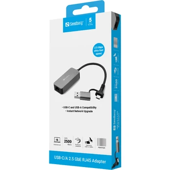 Sandberg USB-C/A 2.5 GbE RJ45 Adapteris