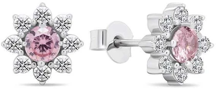 Brilio Silver Decent sidabrinis earrings with zircons Flowers EA577WP