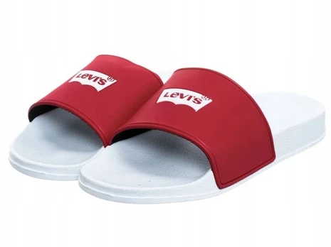 Moteriškos šlepetės Levi's, baltos ir raudonos