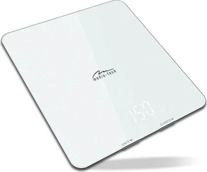 Media-Tech SMART DIET SCALE - Smart kitchen scale with a diet application. Multilingual AiFresh app (iOS + Android). Max. Load iki 5kg div. 1g. Units units: g(kg), lb:oz, ml, fl.oz. Database with hundreds of food types, small dimensions, modern LCD display.