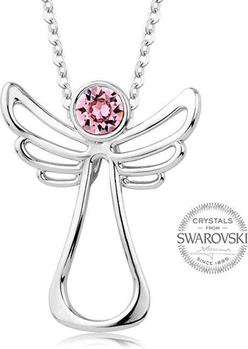 Levien Guardian Angel Rožinė Crystal Necklace