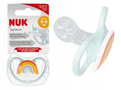 NUK čiulptukas USP 0-6M SIL SPACE RAINB10730331 1/6