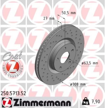 Stabdžių diskas ZIMMERMANN 250.5713.52