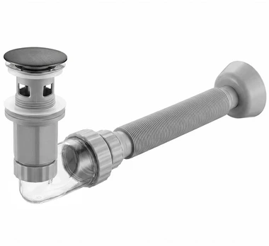 Praustuvo sifonas REA Flow su Click-Clack, Titanium