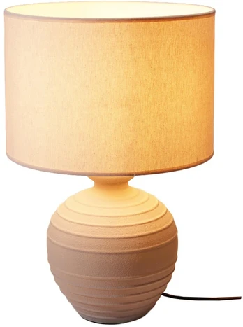 Home Styling Collection Table lamp with a round cement base, linen shade, Ø 32 x 47 cm