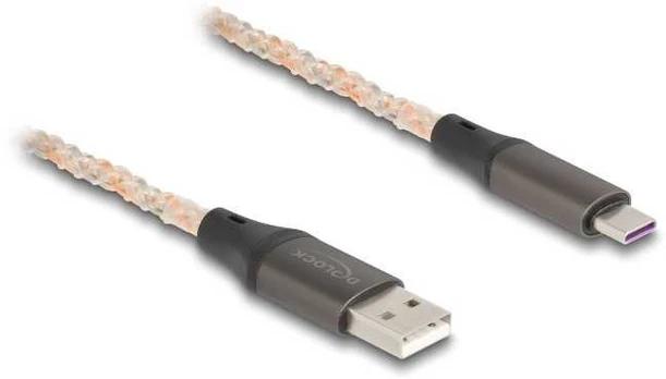 Kabelis USB Delock USB-A - USB-C 1 m Permatomas (88164)