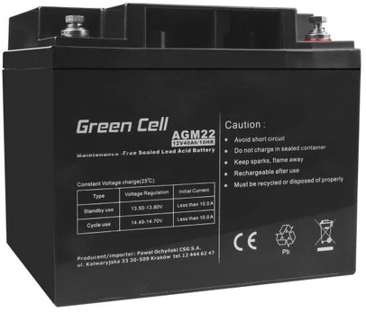 Švino akumuliatorius Green Cell AGM22, AGM VRLA 12V 40Ah