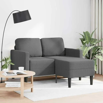 dvivietė sofa su L formos tamsiai pilku 125 cm audiniu