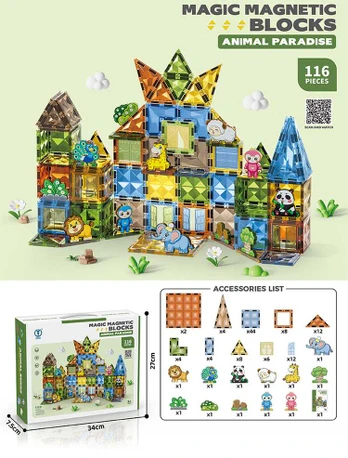 Magnetinių blokelių rinkinys 116 vnt