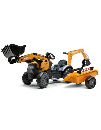 FALK CASE Pedal Tractor with Excavator Bucket and Trailer 2-5 metai