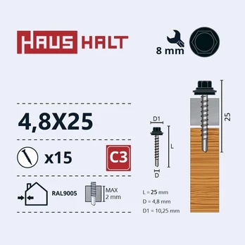 Savisriegis Haushalt, 4.8 mm x 25 mm, 15 vnt.
