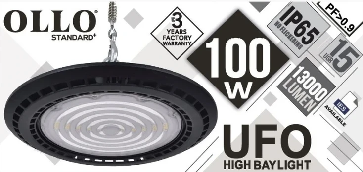 100W UFO sandėlio šviestuvas, juodas, 4000K