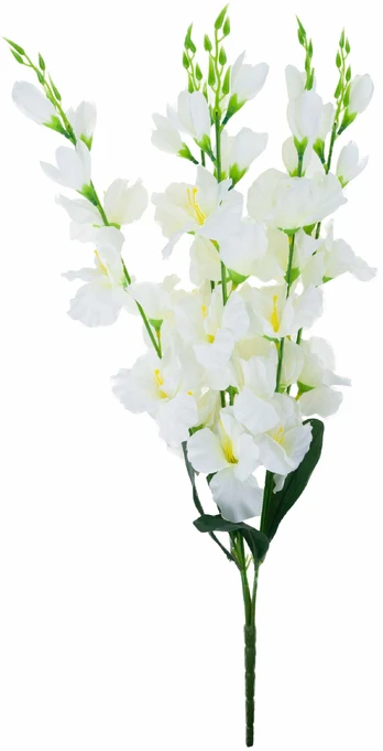 Dirbtinių gėlių puokštė, gladiolė, balta/žalia, 66 cm