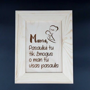 Medinis graviruotas rėmelis "Mama"
