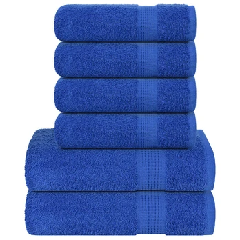 Rankšluosčių rinkinys, 6vnt., mėlyni, 100% medvilnė, 360g/m²