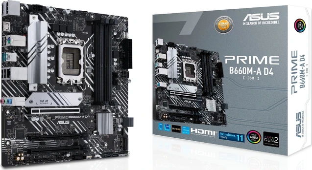 Pagrindinė plokštė ASUS PRIME B660M-A D4-CSM/LGA 1700/Micro-ATX/Intel B660