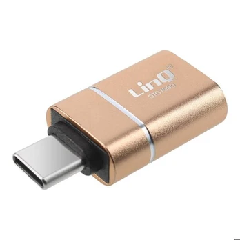 OTG USB adapteris - LINQ - USB į USB C - Auksinis - Kompaktiškas - 5 Gbps