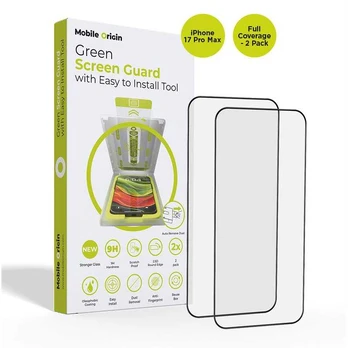 Mobile Origin Screen Guard with easy applicator, full coverage, 2 pack - iPhone 17 Pro Max