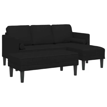 Sofos komplektas su pagalve 2 pcs Juoda Poliesteris