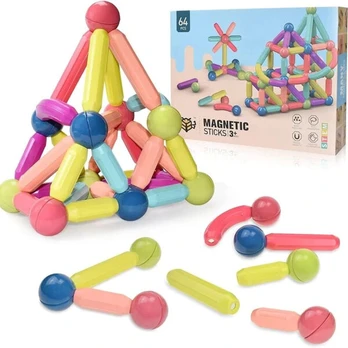 Magnetinės kaladėlės (64 dalių)