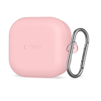 Rožinis dėklas Samsung Galaxy Buds 4 / 4 Pro ausinėms "Tech-Protect Silicone Hook"