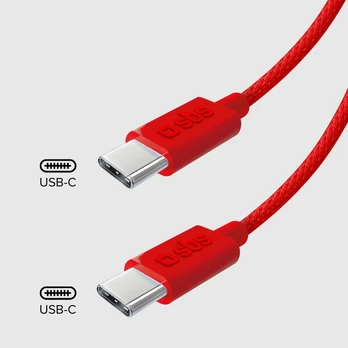 SBS USB-C - USB-C fabric cable with cable clip, 1.5 m Raudona