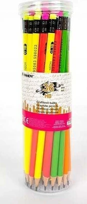 FANDY Neon HB grafito pieštukas su trintuku (36 vnt.)