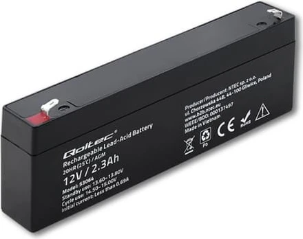 Qoltec AGM battery 12V 2.3Ah, max. 34.5A
