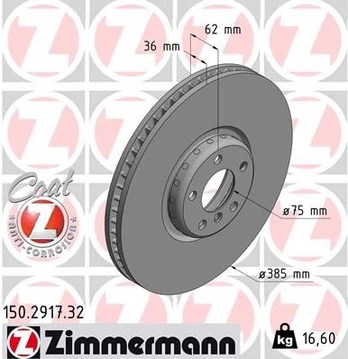 Stabdžių diskas ZIMMERMANN 150.2917.32