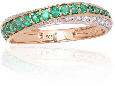 Auksinis žiedas su deimantais Diamond Sky "Roxana III" iš raudono, 585 prabos aukso