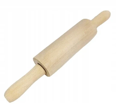 Mažas medinis bukinis kočėlas tešlai, besisukantis, 22 cm