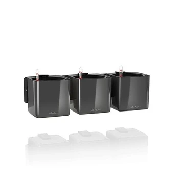 Vazonai Lechuza Cube Glossy, charcoal, 3vnt.